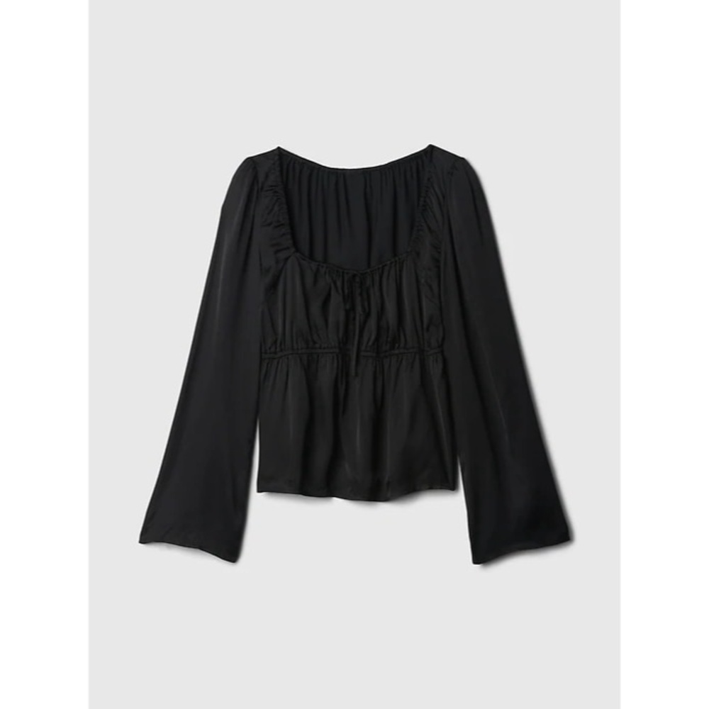 GAP Black Long-Sleeve Peasant Blouse